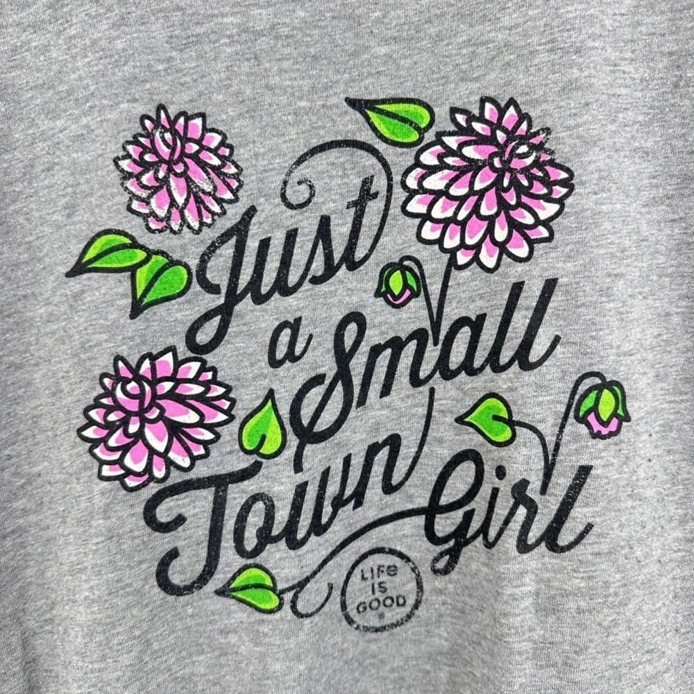 Life is Good Crusher Tee Just a Small Town Girl Gray Graphic T-Shirt Women's Med - Picture 2 of 5